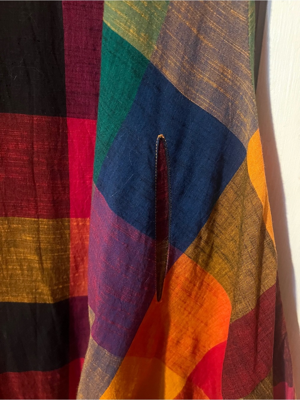 Multicolor Plaid Midi Dress - Bright Check Print - Picture 7 of 8